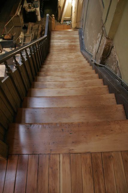 Refinished industrial fir-natural stairs after.