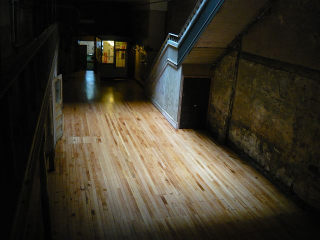 Refinished industrial fir floor.